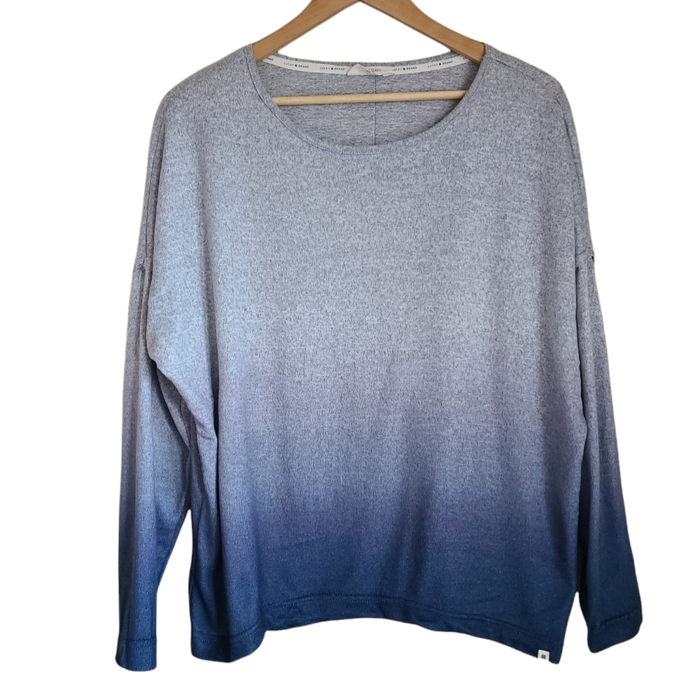 lucky brand ombre crewneck lightweight sweater size M